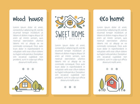 Sweet Eco Home Banner Design with Wood House Element Vector Templateのイラスト素材