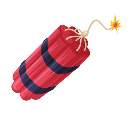 Red Dynamite Tied with Burning Wick as Wild West Object Vector Illustrationのイラスト素材