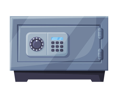 Closed Metal Safe or Strongbox for Securing Valuable Object Vector Illustrationのイラスト素材