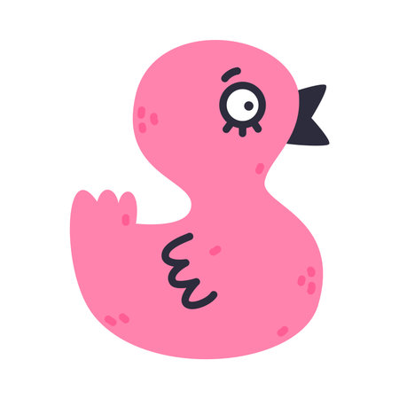 Pink Duck Toy as Creative Element Isolated on White Background Vector Illustrationのイラスト素材