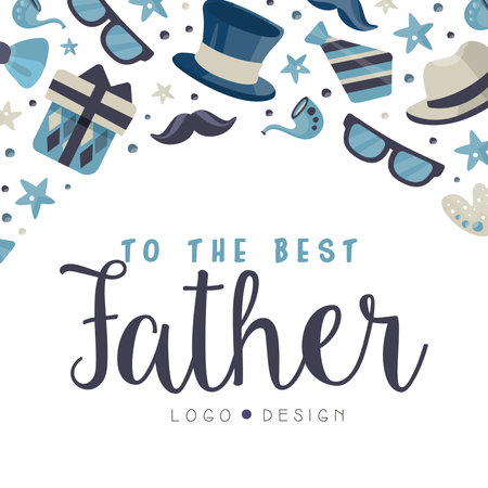 To the best father banner template. Happy Fathers Day design cartoon vectorのイラスト素材