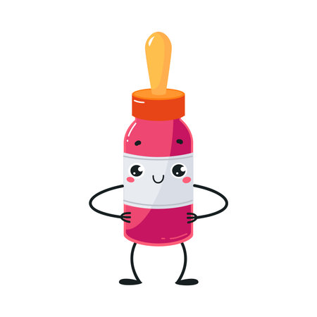 Cute Nasal Drops Bottle with Smiling Face Standing Vector Illustrationのイラスト素材