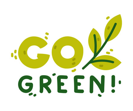 Go Green Ecology Badge and Green Eco Label or Sticker Vector Templateのイラスト素材