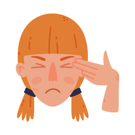 Woman Head with Finger Gun Hand Gesture and Closed Eyes Vector Illustrationのイラスト素材
