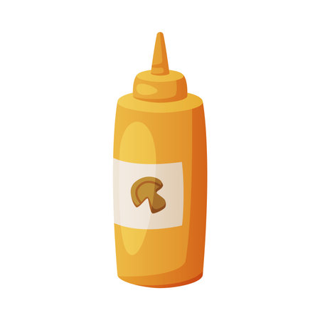 Mushroom Sauce or Mustard in Plastic Bottle as Fast Food Lunch Dressing Vector Illustrationのイラスト素材