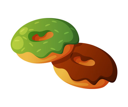 Sweet Donut with Sugar Glaze or Icing as Fast Food Dessert Vector Illustrationのイラスト素材