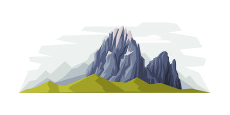 Elevated Mountain Peak and Summit with Bedrock Vector Illustrationのイラスト素材