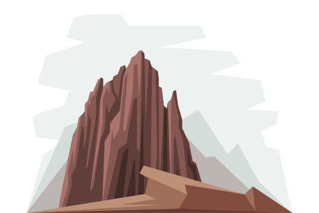 Elevated Mountain Peak and Summit with Bedrock Vector Illustrationのイラスト素材