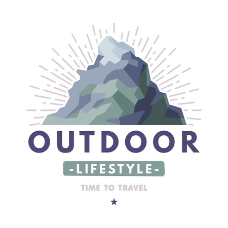 Mountain Logo for Outdoor Adventure and Hiking Tourism Vector Templateのイラスト素材