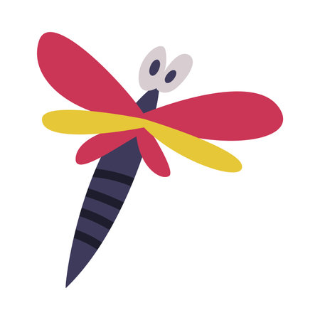 Funny Dragonfly with Large Eye and Wing Vector Illustrationのイラスト素材