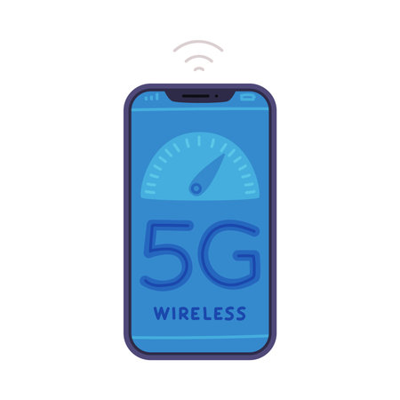 Smartphone Screen with Fast 5G Wireless Network as Future Technology Device Vector Illustrationのイラスト素材