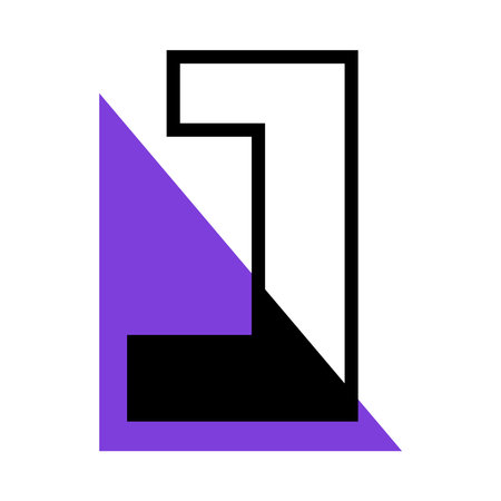 Alphabet Letter J with Purple Triangle Shape as Geometric Font Vector Illustrationのイラスト素材