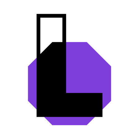 Alphabet Letter L with Purple Polygon Shape as Geometric Font Vector Illustrationのイラスト素材