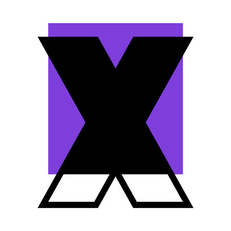 Alphabet Letter X with Purple Rectangle Shape as Geometric Font Vector Illustrationのイラスト素材