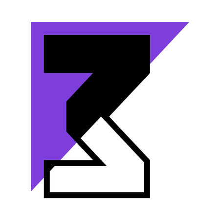 Number Three or Numeral with Purple Triangle Geometric Shape Vector Illustrationのイラスト素材