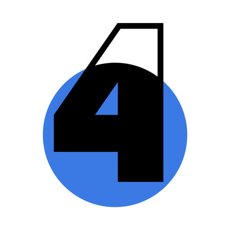 Number Four or Numeral with Blue Circle Geometric Shape Vector Illustrationのイラスト素材