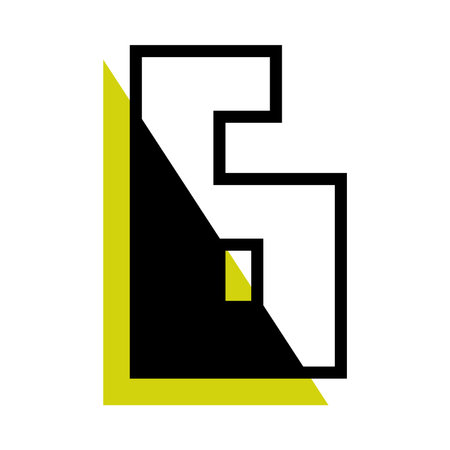 Number Six or Numeral with Green Triangle Geometric Shape Vector Illustrationのイラスト素材