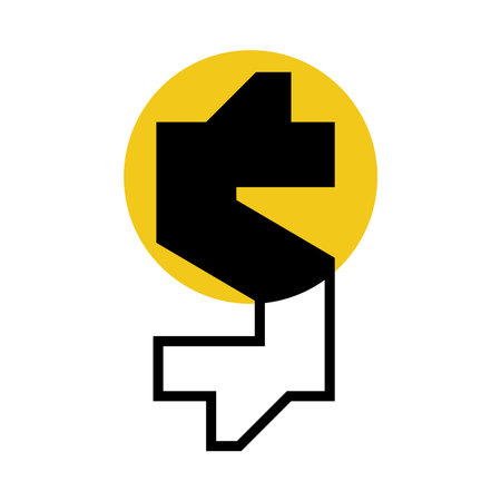 Dollar Sign with Yellow Circle Geometric Shape Vector Illustration