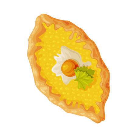 Khachapuri as Traditional Dish of Georgia of Cheese-filled Bread Vector Illustrationのイラスト素材