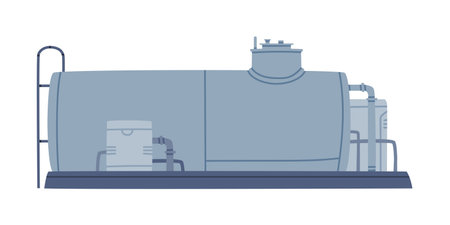 Gas Filling Station with Metal Tank as Facility with Fuel for Motor Vehicle Vector Illustrationのイラスト素材