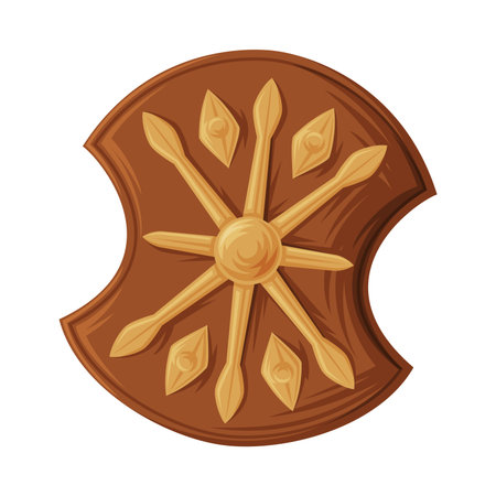 Wooden Shield as Greece Object and Traditional Cultural Symbol Vector Illustrationのイラスト素材