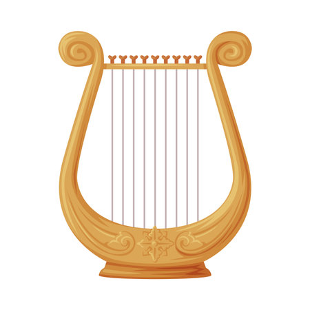 Harp Stringed Musical Instrument as Greece Object and Traditional Cultural Symbol Vector Illustrationのイラスト素材