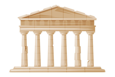Half Ruined Column as Greece Object and Traditional Cultural Symbol Vector Illustrationのイラスト素材