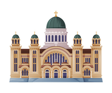 Cathedral of Saint Andrew as Greece Landmark and Traditional Cultural Symbol Vector Illustrationのイラスト素材