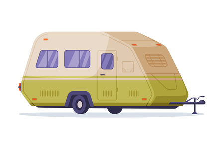 Retro travel mobile home, camper caravan. Touristic transport vector illustrationのイラスト素材
