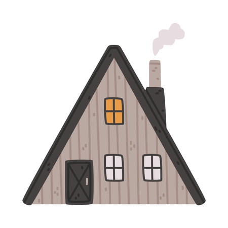 Small House with Roof and Windows as Sweet Cozy Home Vector Illustrationのイラスト素材