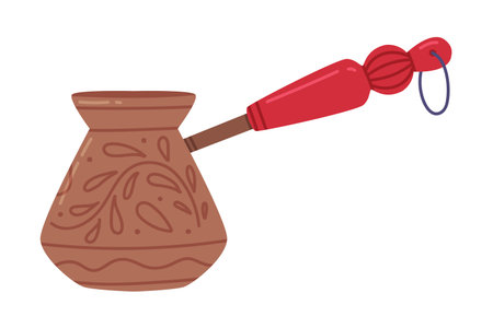 Cezve as Long-handled Pot and Traditional Istanbul Symbol Vector Illustrationのイラスト素材