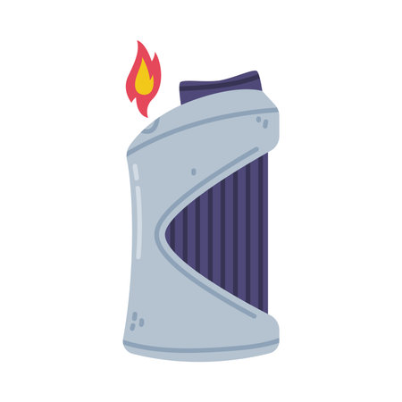 Lighter as Portable Device for Igniting Cigarette and Generating Flame Vector Illustrationのイラスト素材