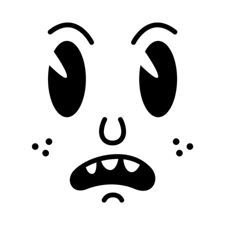 Retro Cartoon Mascot Face with Big Eyes and Mouth Vector Illustrationのイラスト素材