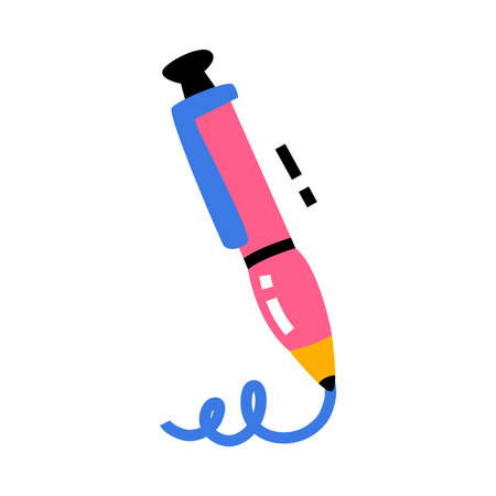 Writing Pink Pen as School Item and Supply Vector Illustrationのイラスト素材