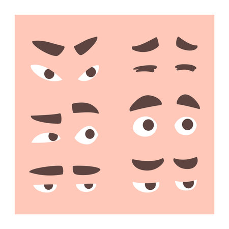 Brown Eyebrows and Eyes as Part of Human Face Vector Setのイラスト素材