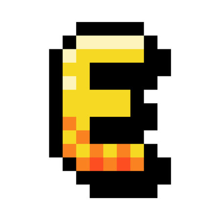 Pixel 8 Bit Uppercase Letter E as Font and Alphabet Vector Illustrationのイラスト素材