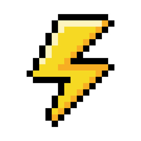 Pixel 8-bit Lightning Object as Video Game Style Element Vector Illustrationのイラスト素材