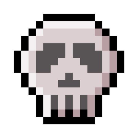 Pixel 8-bit Skull Object as Video Game Style Element Vector Illustrationのイラスト素材
