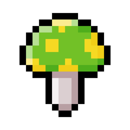 Pixel 8-bit Mushroom Object as Video Game Style Element Vector Illustrationのイラスト素材