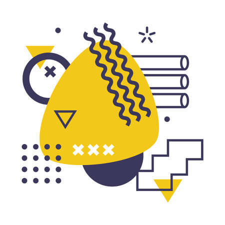 Abstract Composition with Geometric Figure and Bright Shape Collage Vector Illustrationのイラスト素材