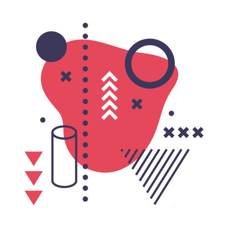 Abstract Composition with Geometric Figure and Bright Shape Collage Vector Illustrationのイラスト素材