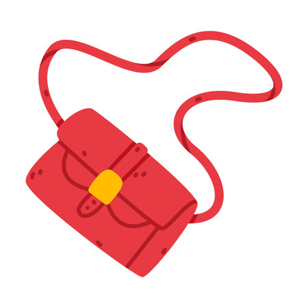 Red Woman Handbag with Shoulder Strap Vector Illustrationのイラスト素材