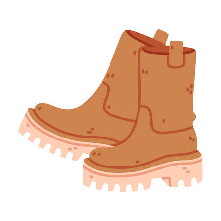 Brown Boots as Warm Autumn Clothes Vector Illustrationのイラスト素材