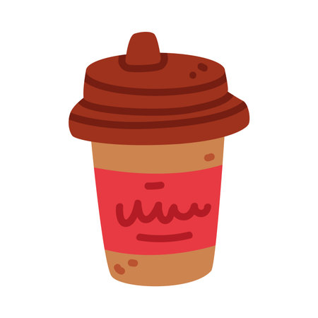 Paper Cup with Hot Coffee Autumn Drink Vector Illustrationのイラスト素材