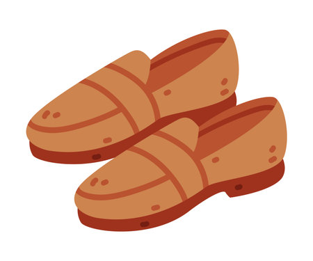 Brown Leather Shoes as Autumn Footwear Vector Illustrationのイラスト素材