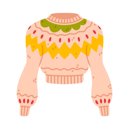 Sweater or Pullover with Long Sleeves as Warm Autumn Clothes Vector Illustrationのイラスト素材