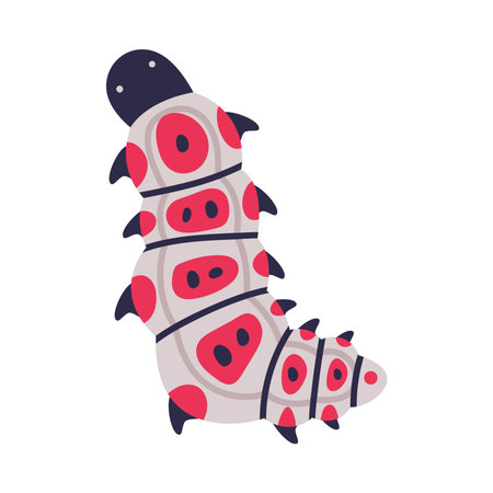 Bright Caterpillar as Larval Stage of Insect Crawling and Creeping Vector Illustrationのイラスト素材