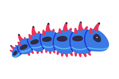 Blue Caterpillar as Larval Stage of Insect Crawling and Creeping Vector Illustrationのイラスト素材