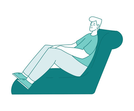 Sad and Unhappy Young Male Feeling Depression Vector Illustrationのイラスト素材