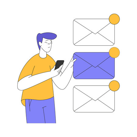 Young Man with Smartphone Multitasking Accomplishing Task Having Deadline Vector Illustrationのイラスト素材